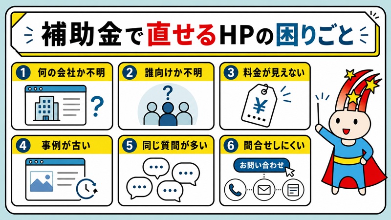補助金で治せるホームページの困りごと