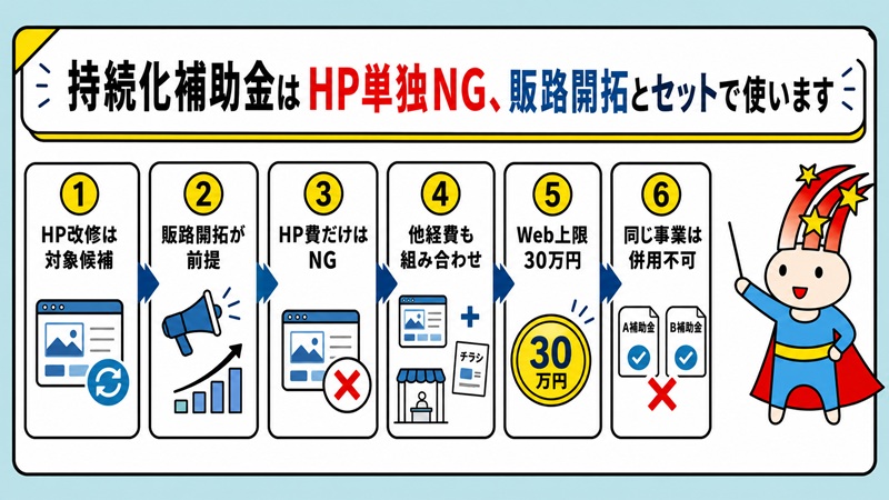 持続化補助金はホームページ単独NG、販路開拓とセットで使います
