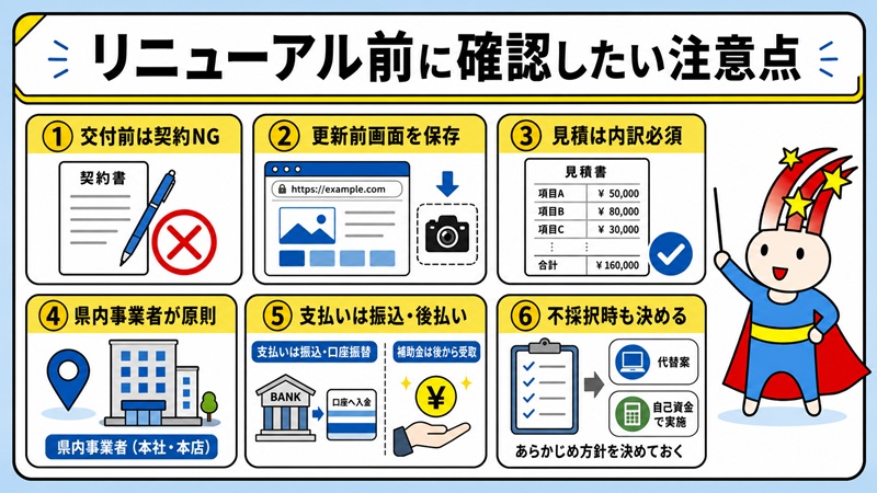 リニューアル前に確認したい注意点