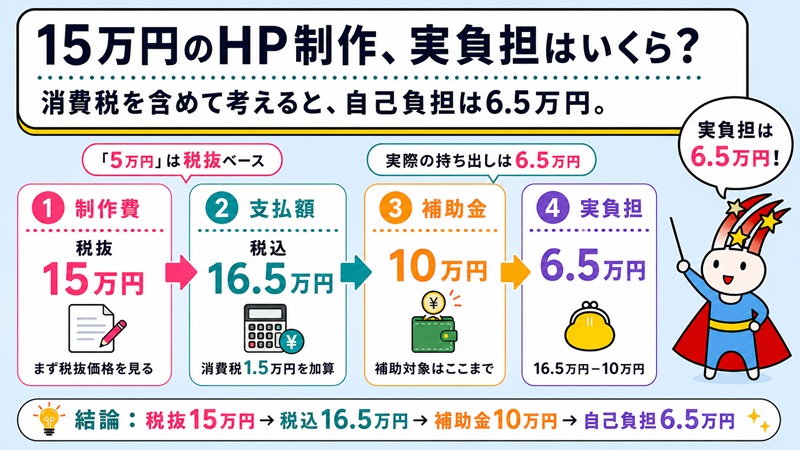 15万円のホームページ制作、実負担はいくら?
