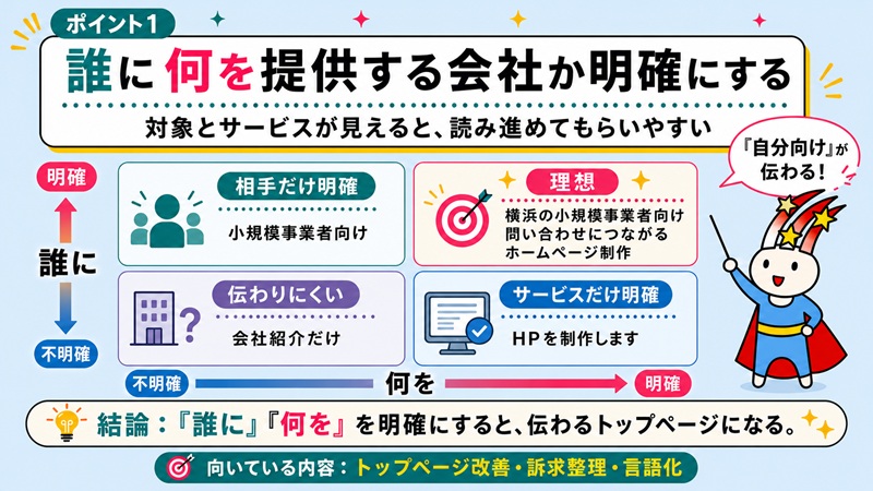 ポイント1 誰に何を提供する会社か明確にする