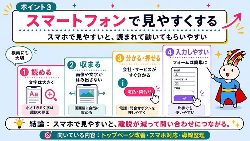 ポイント3 スマートフォンで見やすくする