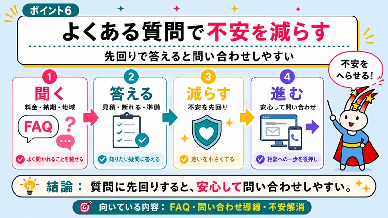 ポイント6 よくある質問で不安を減らす